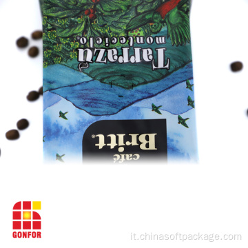 Borsa per l&#39;imballaggio del caffè con valvola unidirezionale stampata 12 colori